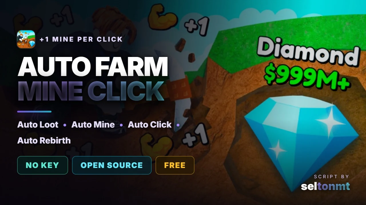 ⛏️ +1 Mine Per Click | Auto Loot, Auto Mine & Auto Rebirth | Open Source