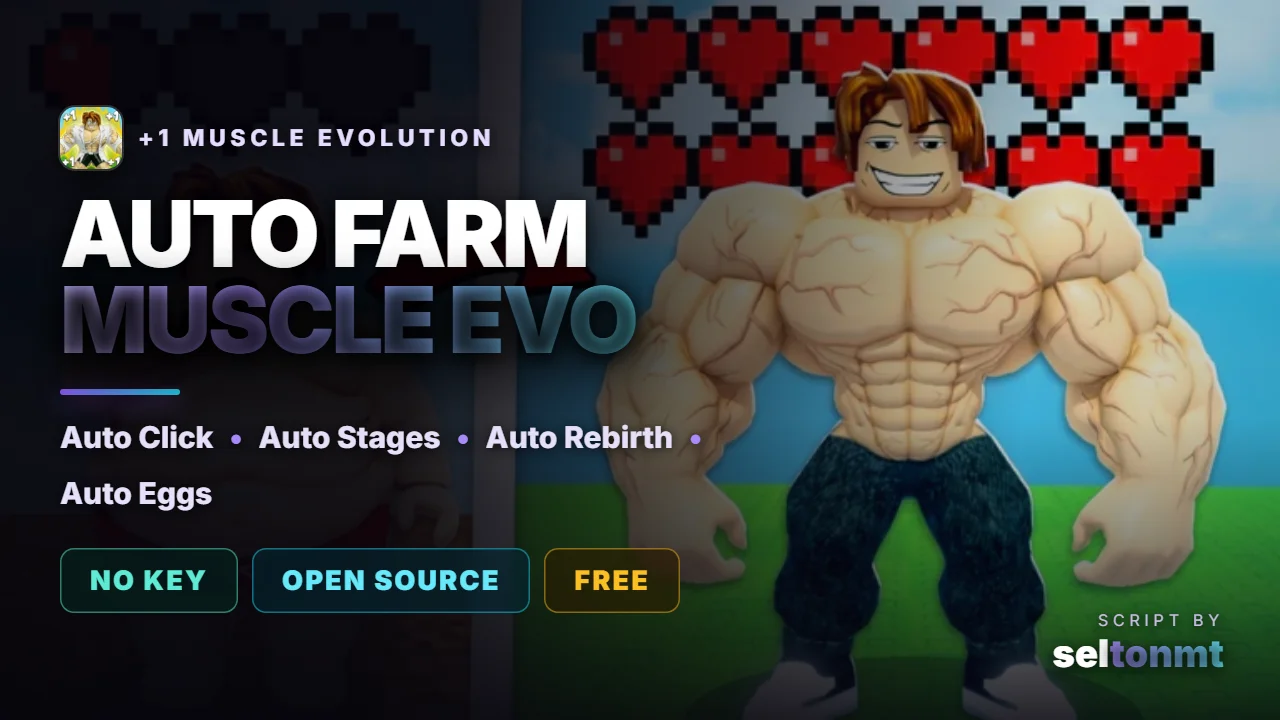 💪 +1 Muscle Evolution | Auto Farm Wins, Rebirth, Stages & Eggs