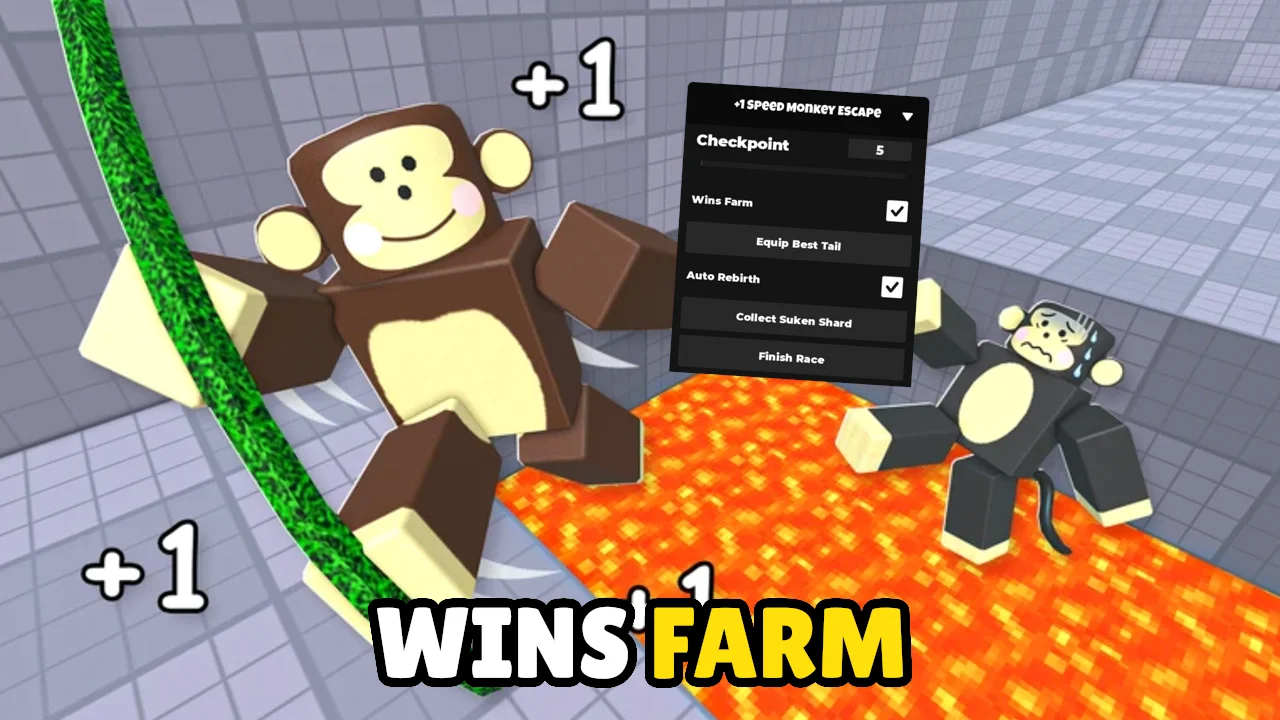 +1 Speed Monekey Escape Wins Farm, Auto Rebirth and Finish Race