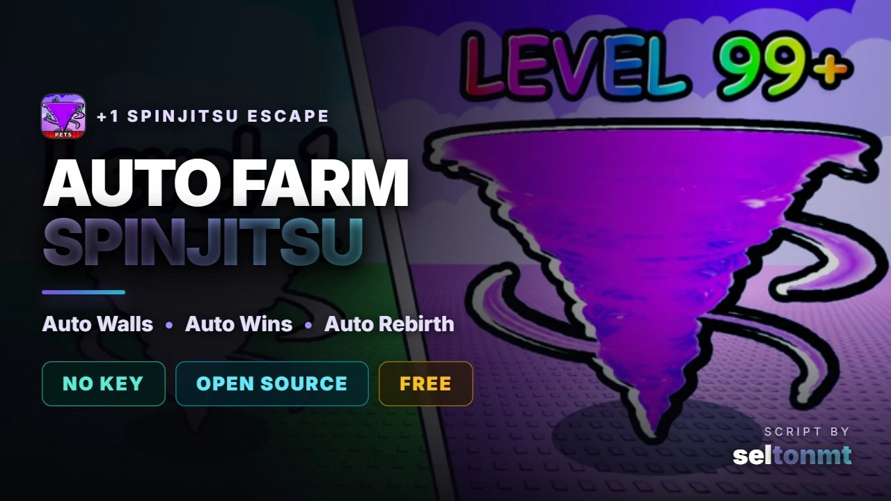 ⚡ +1 Spinjitsu Escape | Auto Walls, Auto Wins & Auto Rebirth | Open Source