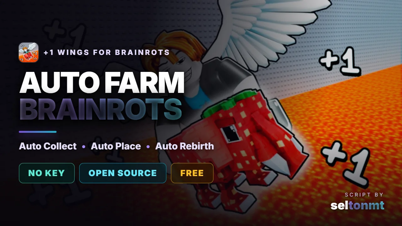 🦅 +1 Wings for Brainrots | Auto Collect, Auto Place & Auto Rebirth