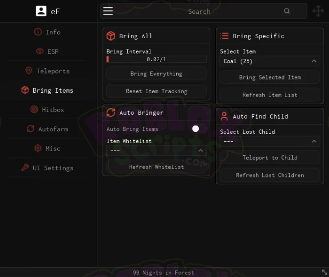 99 Nights in the Forest eF NO KEY SCRIPT HUB | BRING ITEMS | KILL AURA & MORE! EASILY GET TO DAY 99