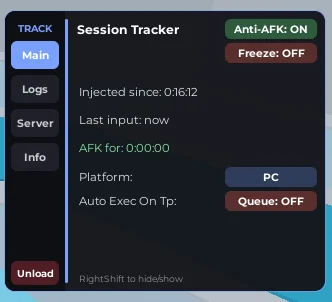 Anti afk | Session Tracker | Freeze | ServerHopper | Server Utilities | Universal | Keyless