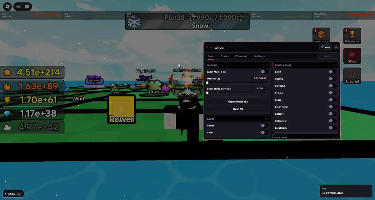 Auto Farm Infinite Money Crates Speed Rage Korblox Hats