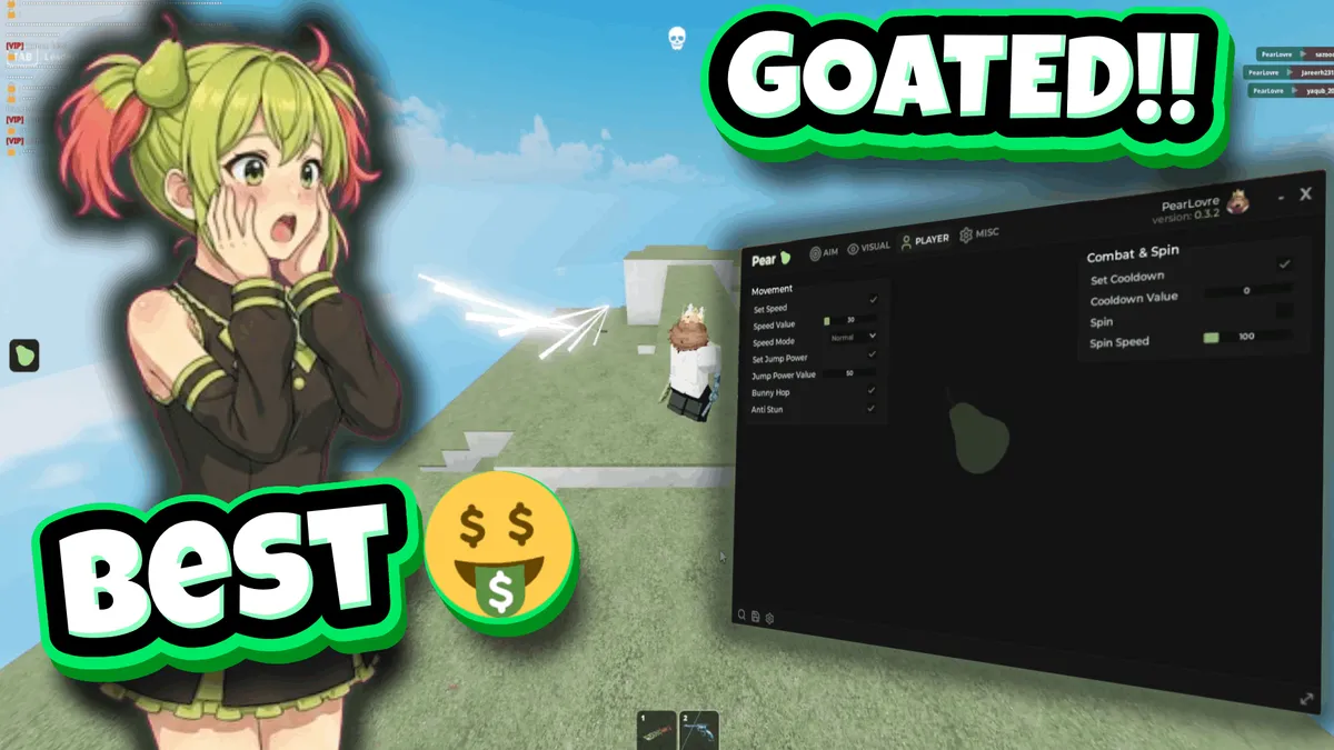 *BEST* Pear </> Smart aimbot, Hitboxes, emote player + More!