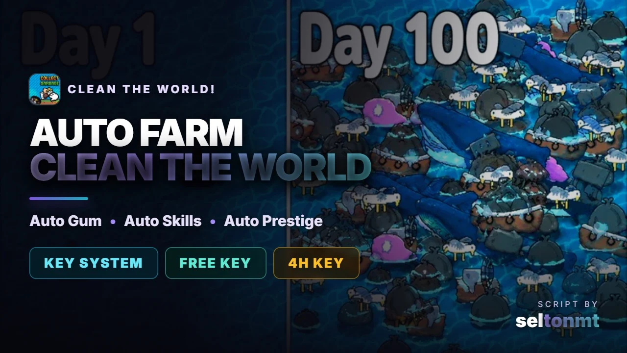 Clean the WORLD Script - Auto Gum Farm, Auto Skill Tree, Auto Prestige, Auto Upgrades, Instant Money | Free 4h Key
