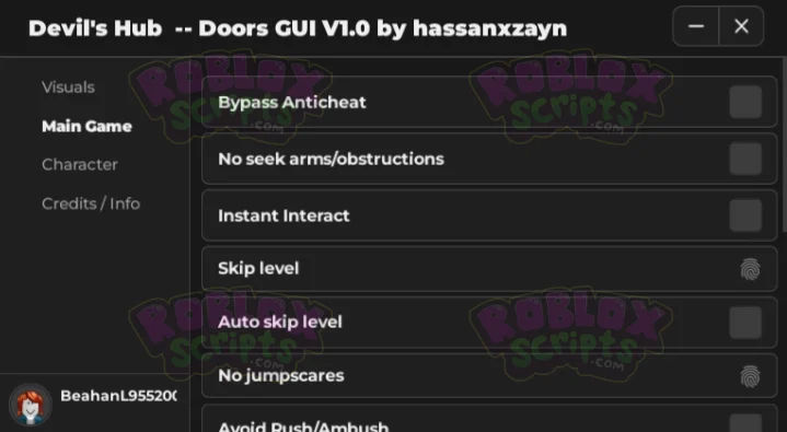 Doors DEVILS HUB FREE GUI LOTS OF FEATURES