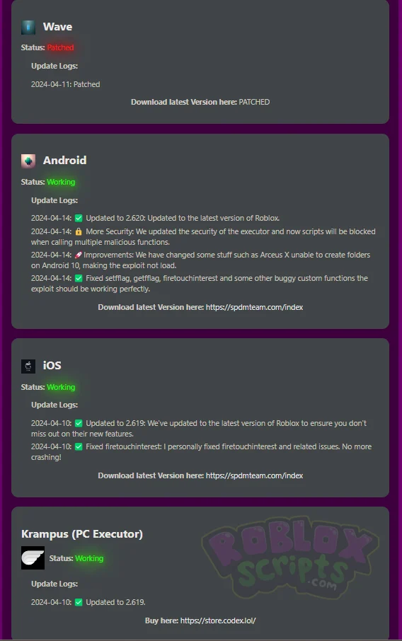 Executor Status Website CHECK THE LIVE STATUS OF KRAMPUS, WAVE & MORE!