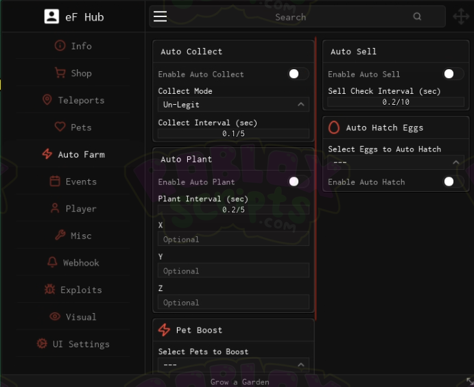 Grow a Garden eF HUB - AUTO FARM - NO KEY SYSTEM - FREE TO USE