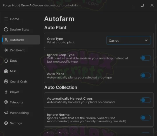 Grow A Garden FORGE HUB - AUTO FARM GUI - EVENT SUPPORT & MORE!