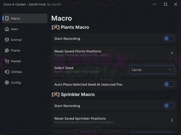 Grow A Garden XENITH HUB - RECORD YOUR OWN MACROS | AUTO FEED PETS & AUTO FARM EVENTS