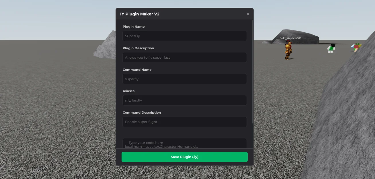 IY Infinite Yield plugin maker