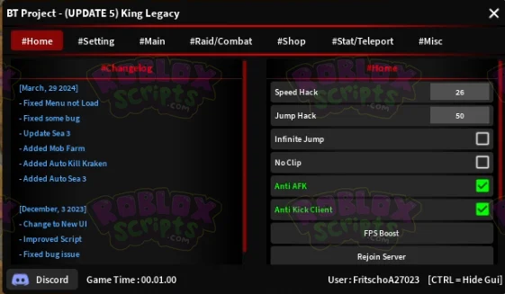 King Legacy BT PROJECT FARMING GUI