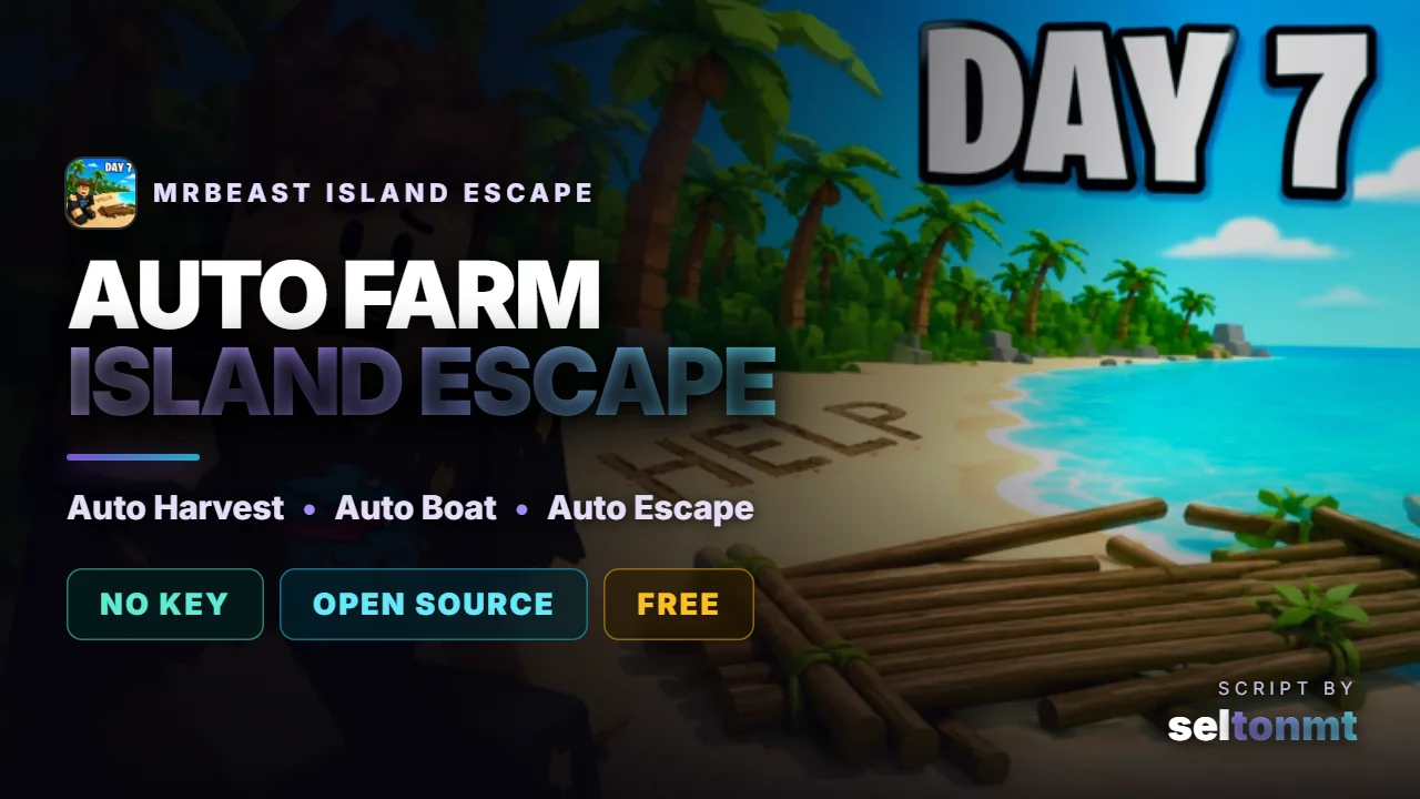 Mrbeast Island Escape Script - Auto Harvest, Auto Build, Auto Boat, Auto Escape & Auto Rejoin | Open Source, No Key