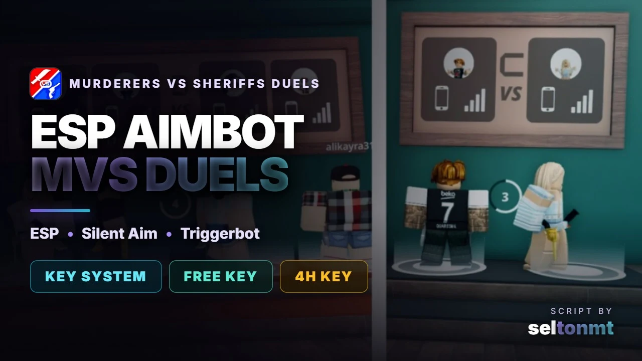 Murderers VS Sheriffs DUELS Script - ESP, Silent Aim, Aimbot, Triggerbot & Walk Speed | Key System, Free 4h Key
