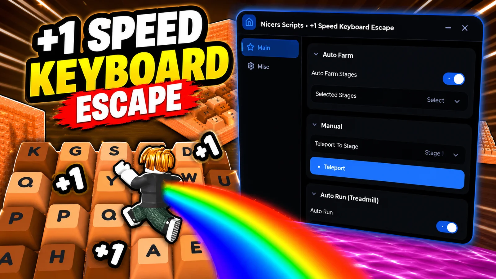 Nicers Script | Auto farm, Teleport, Auto run, Fly, Noclip and more.