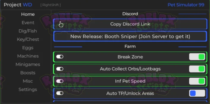 Pet Simulator 99! PROJECT WD FREE GUI AUGUST 2024