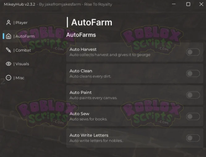Rise To Royalty FREE GUI - FARMING AND COMBAT FEATURES!