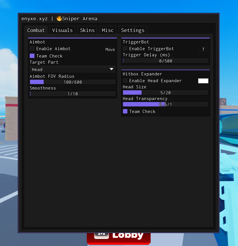 Sniper Arena aimbot skinchanger etc