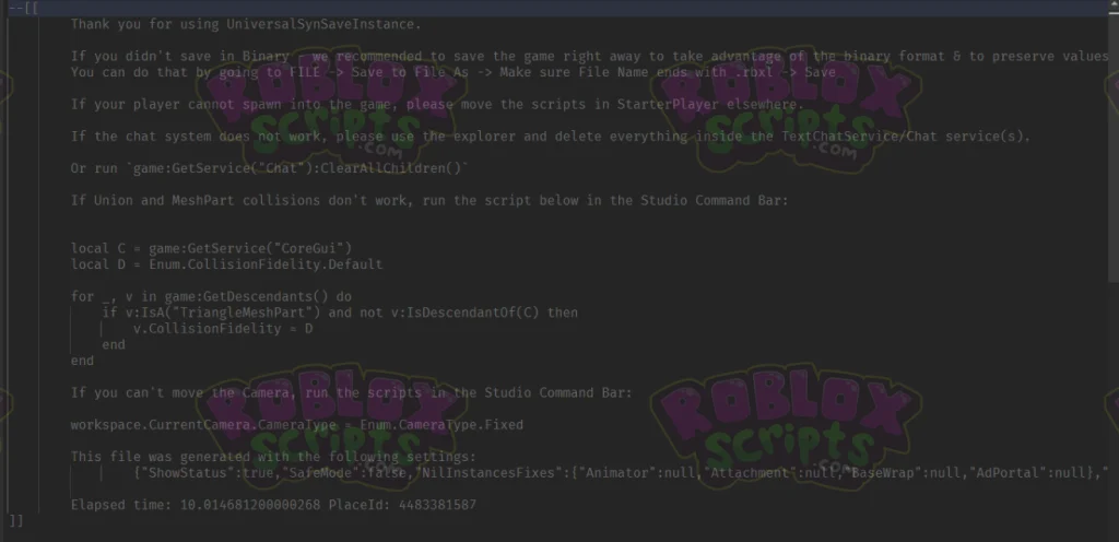UNIVERSAL SYN SAVE INSTANCE - SAVE GAME MAPS & ASSETS