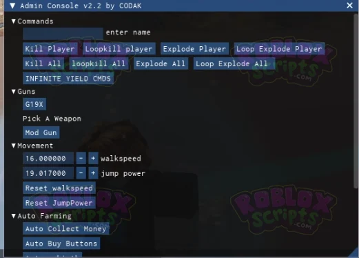 Warfare Tycoon EXPLODE PLAYERS WITH ADMIN CONSOLE GUI