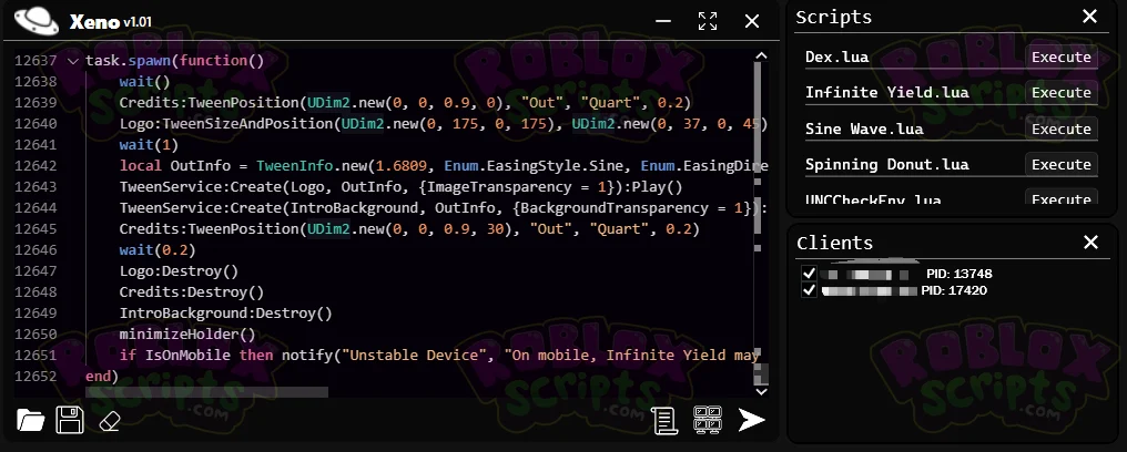 XENO - EXTERNAL SCRIPT EXECUTOR SOURCE CODE *FOR LEARNING ONLY*